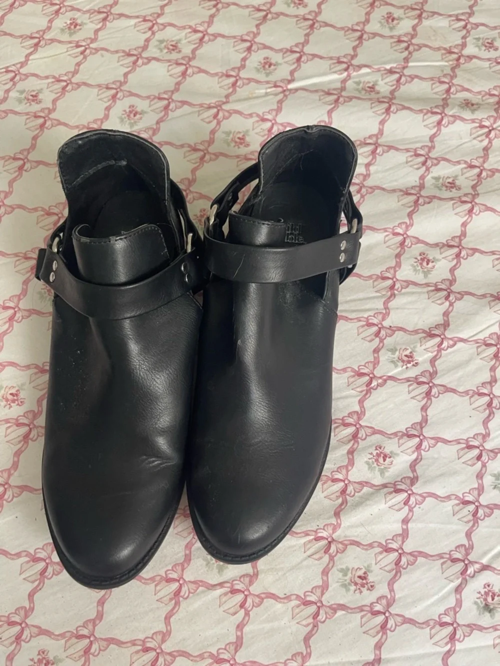 Black Cut-Out Harness Ankle Boots